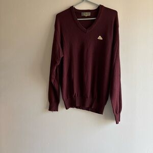 Monte Carlo  Vintage Magna Wool Men’s Pullover Sweater Sz 42 Burgundy Pure Wool